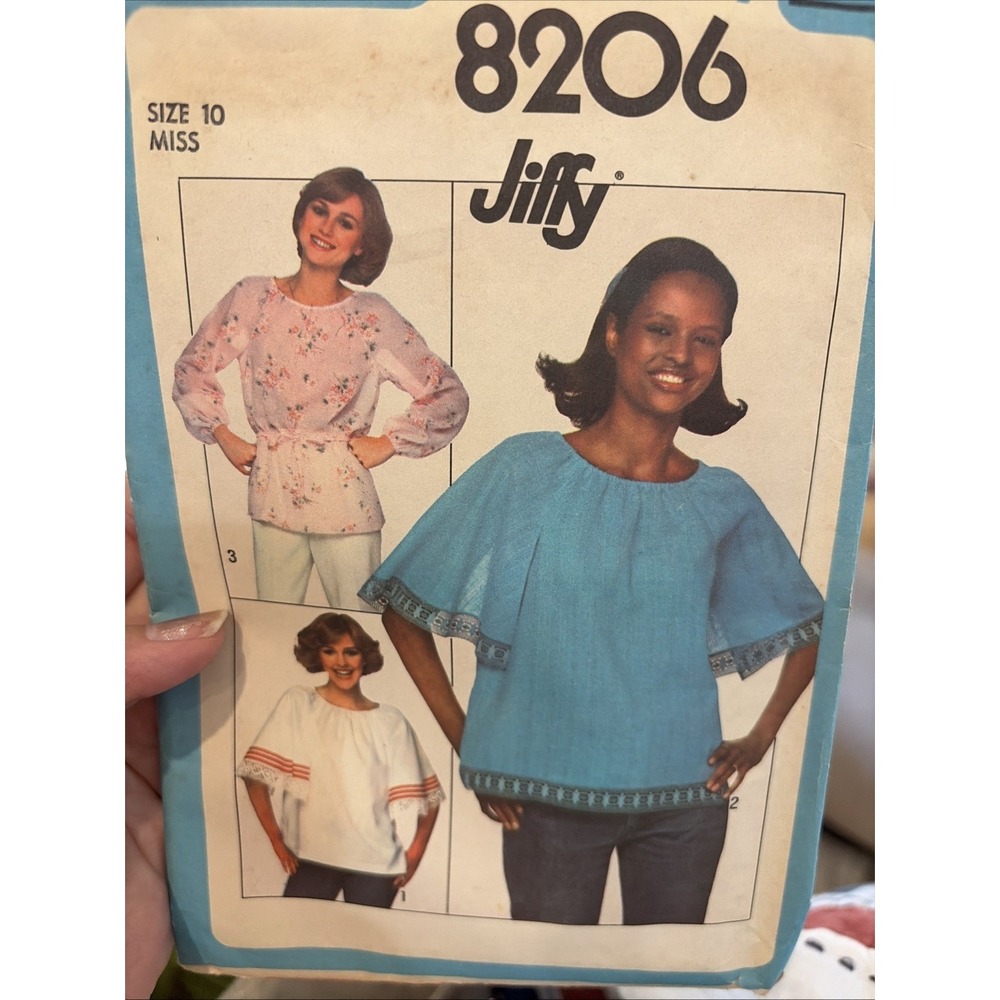 Simplicity 8206 Size 10 Pullover Raglan Bell Sleeve Cut Complete Sewing Pattern
